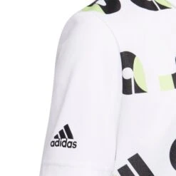 Adidas Junior Graphic Print Golf Polo Shirt HC0251 9 Adidas Junior Graphic Print Golf Polo Shirt HC0251 -Golf Clothing Store HC0251 4 APPAREL Photography DetailView1 white